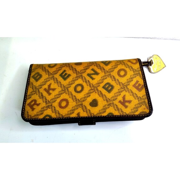 Dooney & Bourke Logo Letters Brown Print Wallet Checkbook Cards Coins 7.5"x4" - Picture 6 of 10